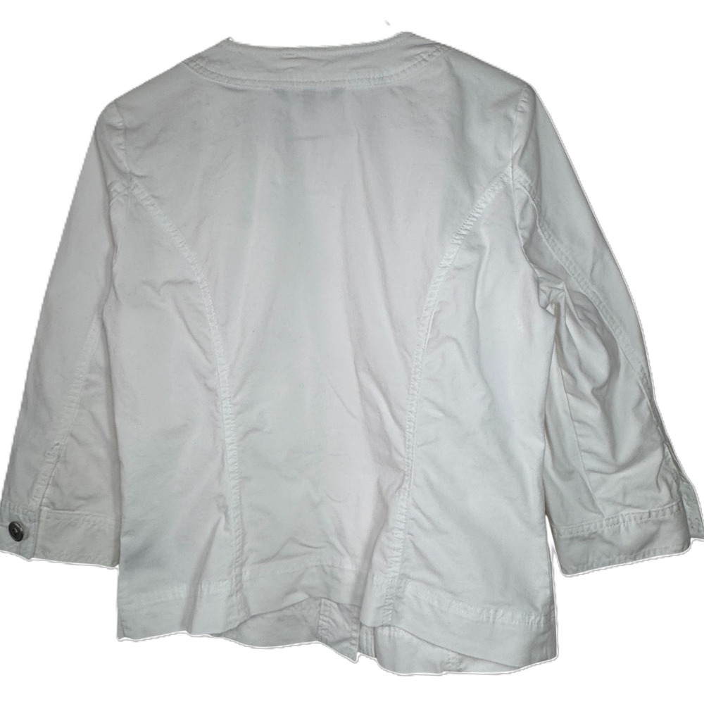 Baccini White Grommet Jacket‎ Womens Petite Medium PM Cotton Stretch Lightweight - Picture 2 of 13